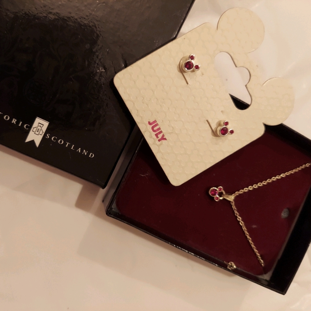 Disney Parks July Birthstone Earring and Necklace